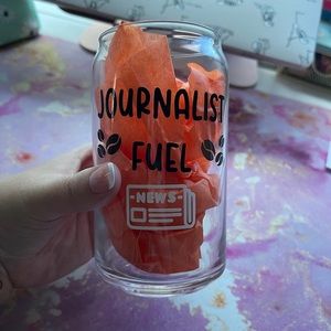 Journalist Fuel Can Glass Cup